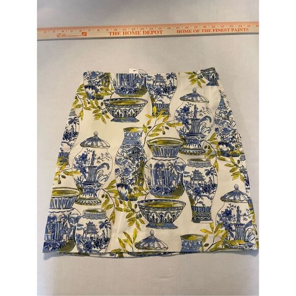 Talbots Watercolor Vintage Greek Vase Mini Skirt Size 2P Classic A31 - Picture 1 of 6